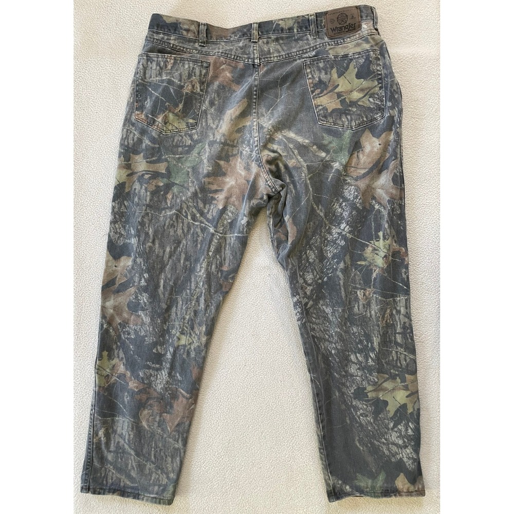 Wrangler Mens 42x29 Authentic Double Knee Jeans Camo Leaf Print 97GR1MO